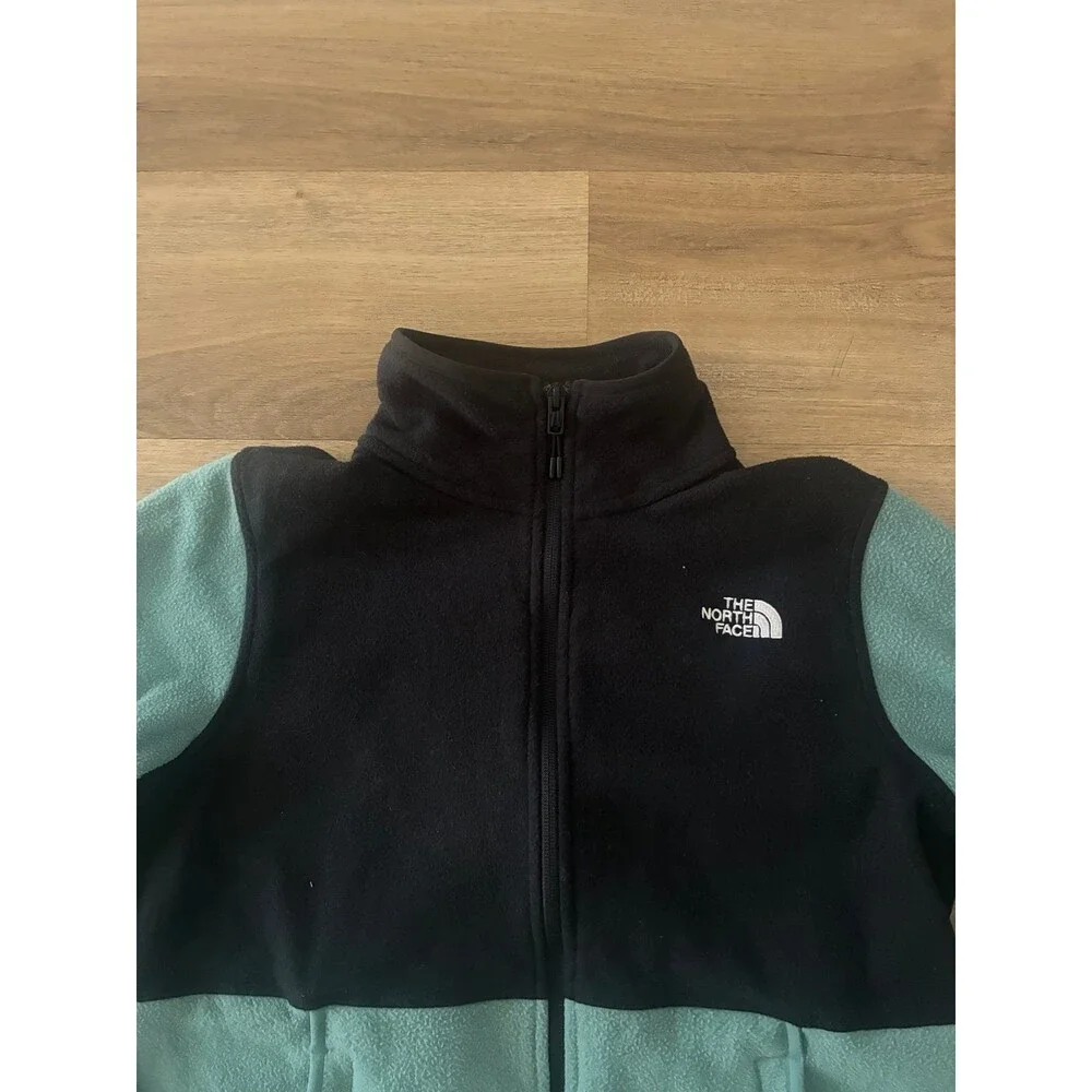 The North Face Polartec Full Zip Fleece Jacket Women’s Medium Green Black EUC